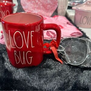 - Rae Dunn By Magenta LOVE BUG Red Tea / Coffee Mug with cookie cutter